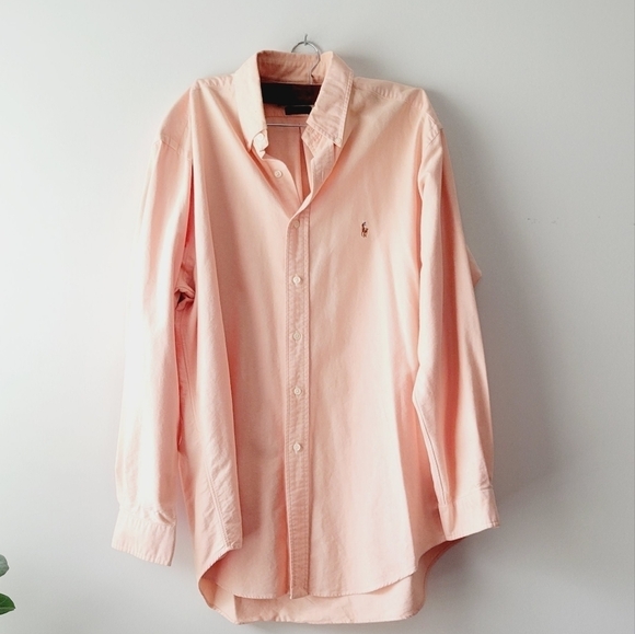 Ralph‎ Lauren light orange men's button down top size XL 16.5 - Picture 1 of 5
